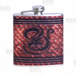 Stainless Steel Hip Flask - Leather Snake Design - Several Size Options -Endurance Sales flasks printed size bp 6oz snake500