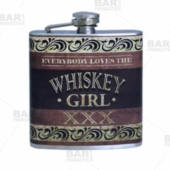 Stainless Steel Hip Flask -Whiskey Girl Design - Several Size Options -Endurance Sales flasks printed size bp 6oz wg 500
