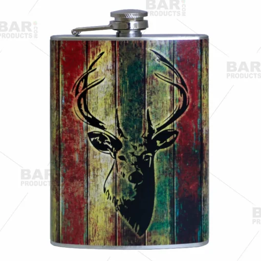 Stainless Steel Hip Flask - Buck Design - Several Size Options -Endurance Sales flasks printed size bpc main buck 800