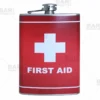 Stainless Steel Hip Flask - First Aid Design - Several Size Options -Endurance Sales flasks printed size bpc main faid 800