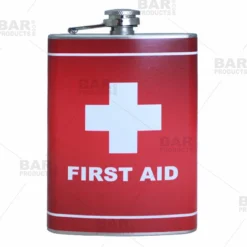 Stainless Steel Hip Flask - First Aid Design - Several Size Options