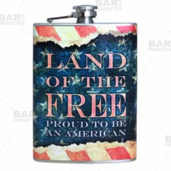 Stainless Steel Hip Flask - Vintage Patriotic Design - Several Size Options