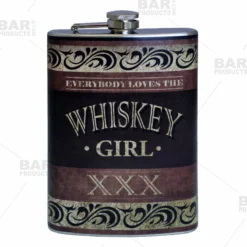 Stainless Steel Hip Flask -Whiskey Girl Design - Several Size Options -Endurance Sales flasks printed size bpc main wg 800