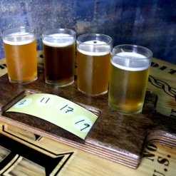 Flight Tray Beer Sampler Paddle With Paper Insert Slot – 4 Recessed Holes -Endurance Sales flight board with insert display