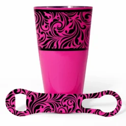Printed Cocktail Shaker And V-Rod® Bar Set - Floral Swirl - Color Options -Endurance Sales floral swirl shaker set pnk web 1