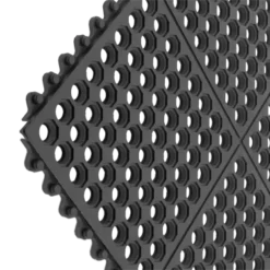 Rubber Anti-Fatigue Floor Matting - Black Interlocking