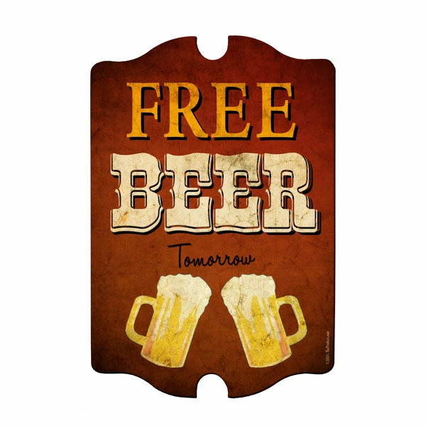 Free Beer Tomorrow Wood Plaque Bar Sign Tavern-shaped 3 Free Beer Tomorrow Wood Plaque Bar Sign Tavern-shaped