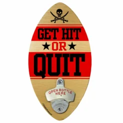 Get Hit Or Quit Football Shaped Wall Mounted Beer Bottle Opener