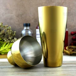 Olea™ Parisian Style 2 Piece Cocktail Shaker - Gold Plated - 20 Ounce -Endurance Sales gold 2p cocktail shaker bpc 5