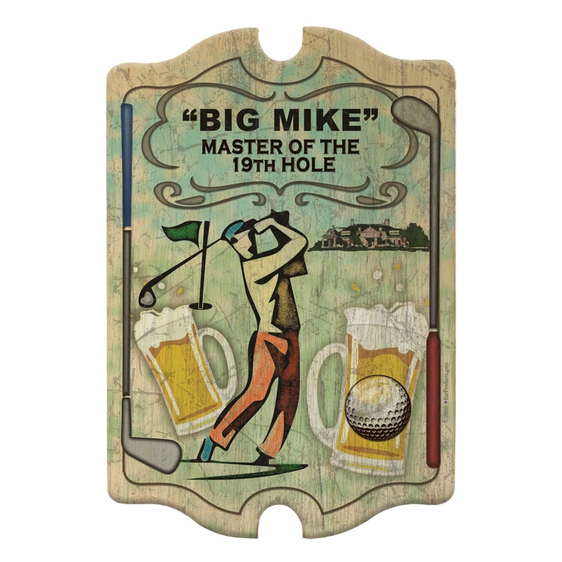 Custom Tavern Shaped Wood Bar Sign - Golf 3 Custom Tavern Shaped Wood Bar Sign - Golf