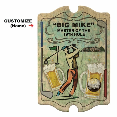 Custom Tavern Shaped Wood Bar Sign - Golf 4 Custom Tavern Shaped Wood Bar Sign - Golf - Image 2
