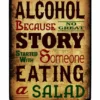 ALCOHOL Wood Plaque Bar Sign Tavern-Shaped -Endurance Sales good story alcohol tavern sign