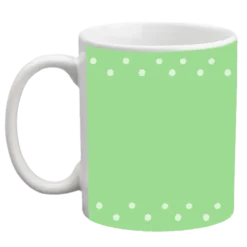 Custom Coffee Mug - Green Polka Dot - 11 Ounce
