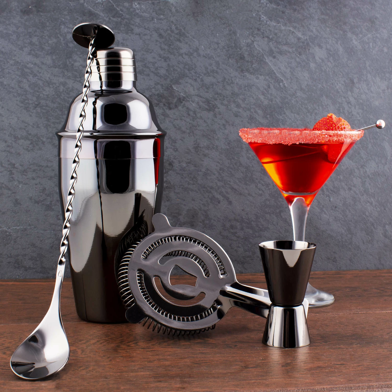 Gun Metal 4 Piece Bar Set 4 Gun Metal 4 Piece Bar Set - Image 2