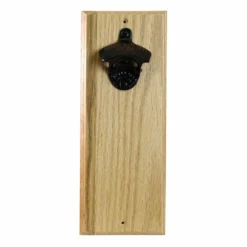Wood Wall Plaque Bottle Opener With Magnetic Cap Catcher -Endurance Sales hard wood opener magnet 1 1