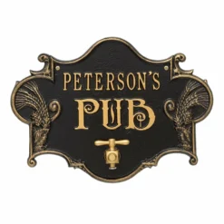 CUSTOMIZABLE Cast Aluminum Plaque (and Bottle Opener) - Hops And Barley Beer Pub Design -Endurance Sales hops barley pub bpc 6