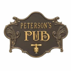 CUSTOMIZABLE Cast Aluminum Plaque (and Bottle Opener) - Hops And Barley Beer Pub Design -Endurance Sales hops barley pub bpc 8