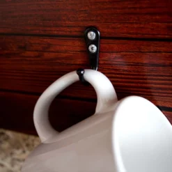 "How To Tell Time" Coffee Mug And Wine Glass Holder - Wood Board Background (Hardware Included) -Endurance Sales how to tell time hardware mug preinstalled ready to hang black