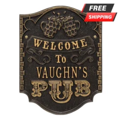 CUSTOMIZABLE Cast Aluminum Plaque - Pub "Welcome" Design