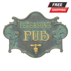 CUSTOMIZABLE Cast Aluminum Plaque (and Bottle Opener) - Hops And Barley Beer Pub Design