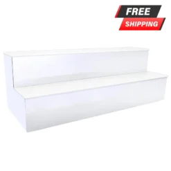 BarConic® LED Liquor Bottle Display Shelf - 2 Steps - Polished Mirrored Metal - Several Lengths