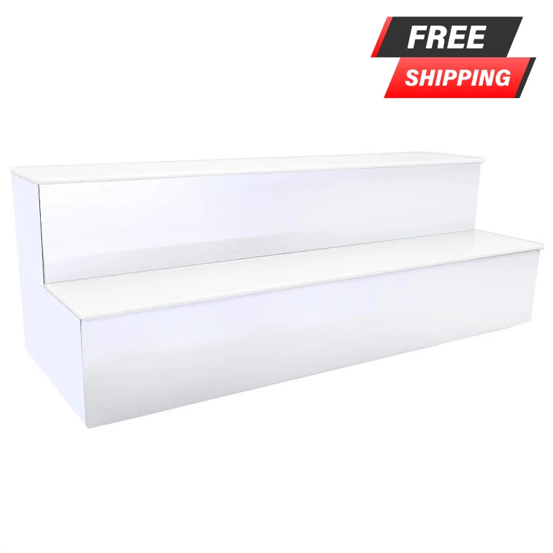 BarConic® LED Liquor Bottle Display Shelf - 2 Steps - Polished Mirrored Metal - Several Lengths 3 BarConic® LED Liquor Bottle Display Shelf - 2 Steps - Polished Mirrored Metal - Several Lengths