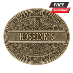 CUSTOMIZABLE Cast Aluminum Plaque - Welcome Brew Pub