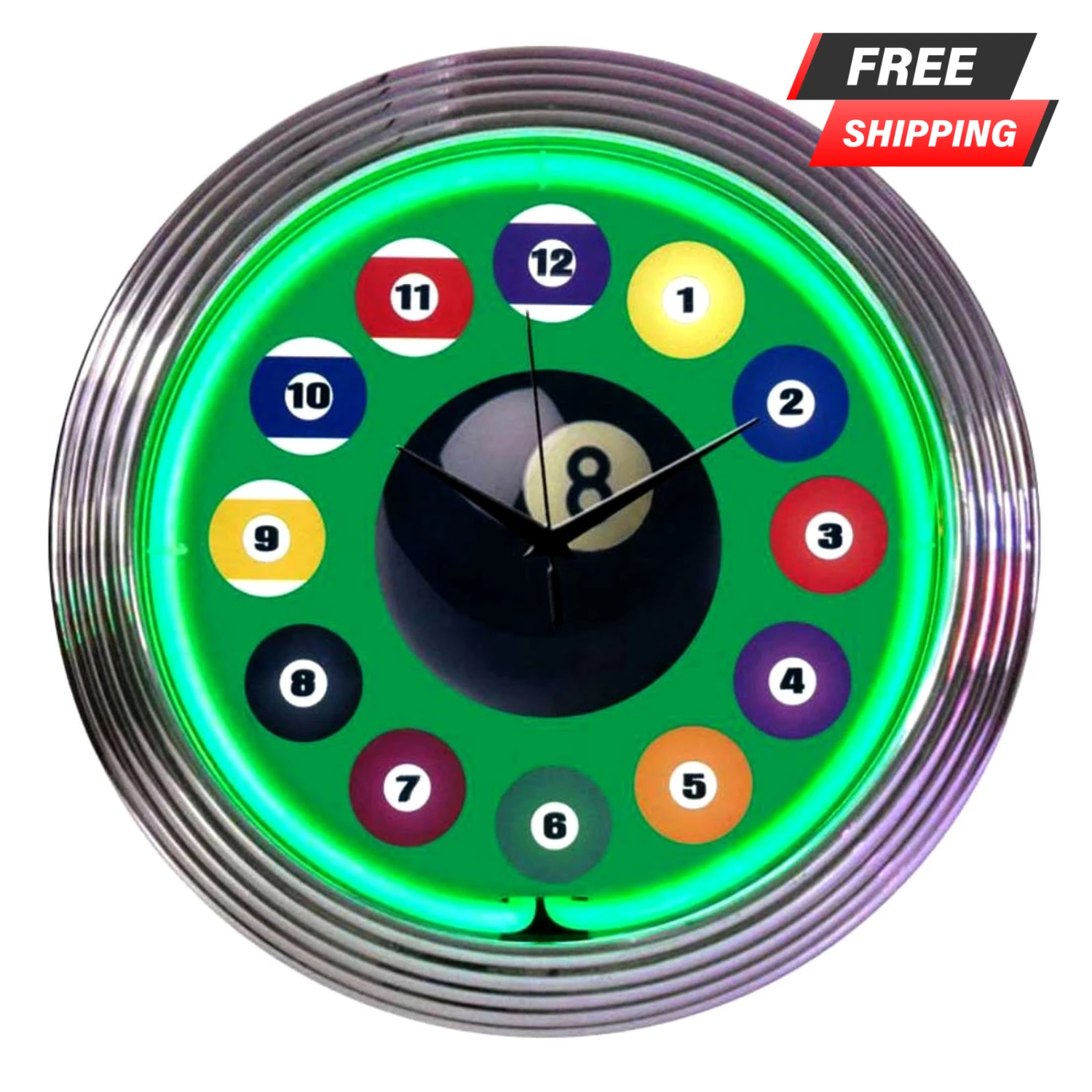 Neon Clock - Billiard Ball - 15" Diameter 3 Neon Clock - Billiard Ball - 15" Diameter
