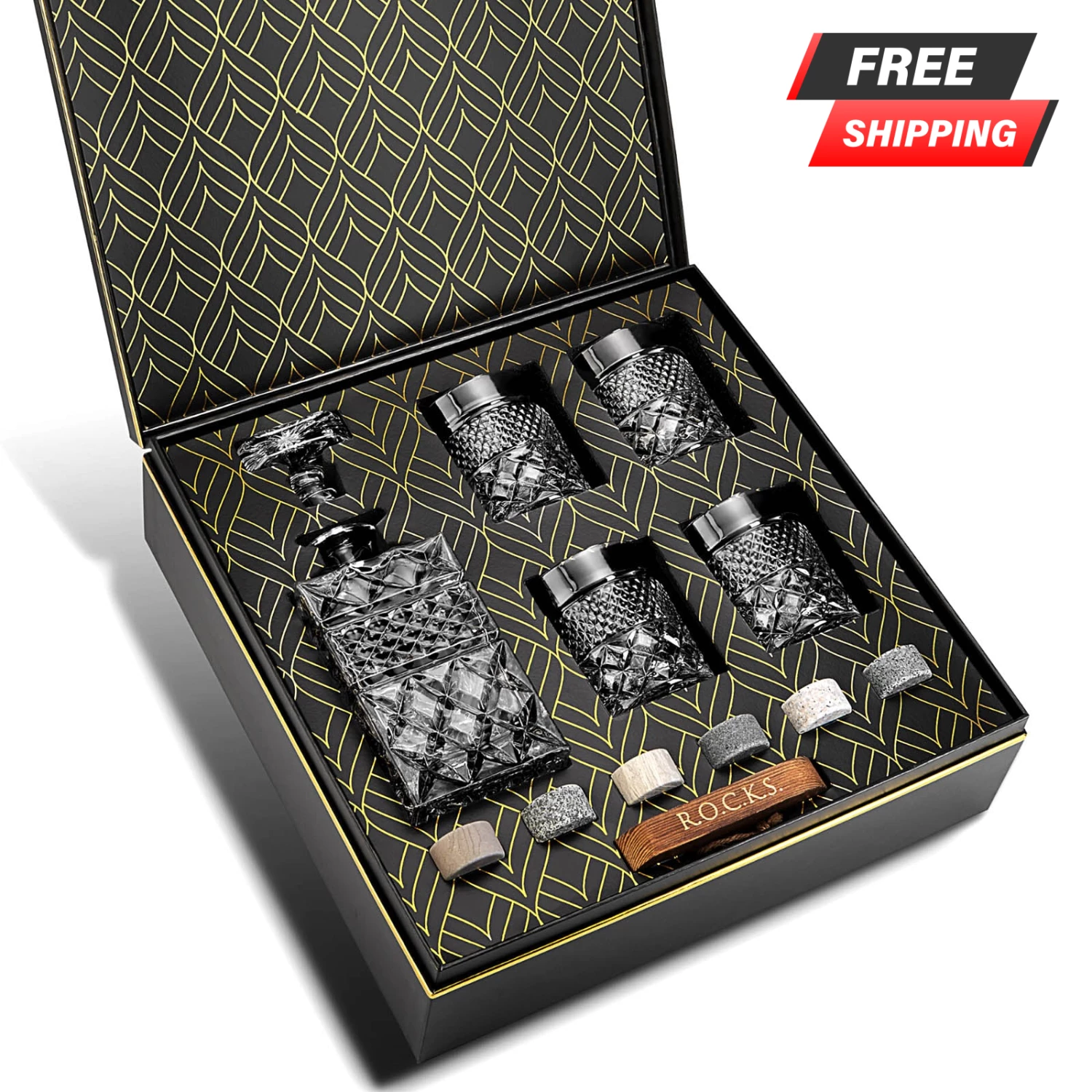 Whiskey Decanter Stones Gift Set 3 Whiskey Decanter Stones Gift Set