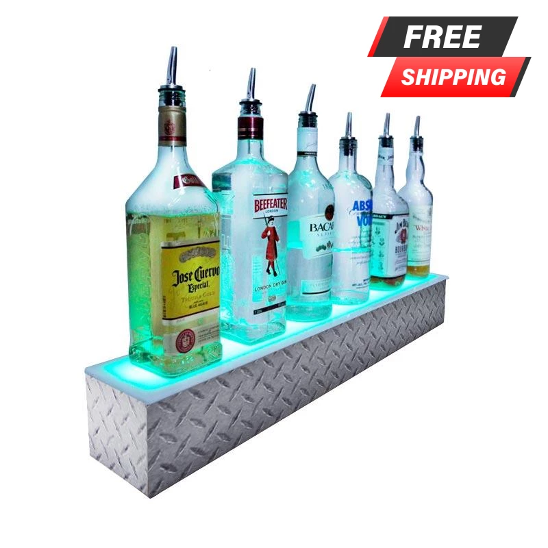 BarConic® LED Liquor Bottle Display Shelf - 1 Step - Diamond Plate Print - Several Lengths 3 BarConic® LED Liquor Bottle Display Shelf - 1 Step - Diamond Plate Print - Several Lengths