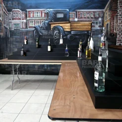 MixMaster™ 2 Tier Incremental Wooden Liquor Bottle Shelf Displays - Black -Endurance Sales incremental liquor bottle display shelves 4 tier bpc 06 2 2