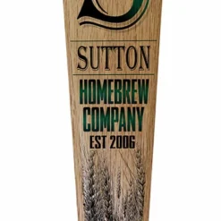 Oak Wood Beer Tap Handles - Flared Shape - Initial Homebrew Company -Endurance Sales initial hbc beer tap handle 10in web