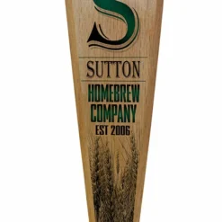 Oak Wood Beer Tap Handles - Flared Shape - Initial Homebrew Company -Endurance Sales initial hbc beer tap handle 8in web