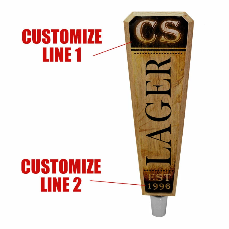Oak Wood Beer Tap Handles - Flared Shape - Initial LAGER Design 4 Oak Wood Beer Tap Handles - Flared Shape - Initial LAGER Design - Image 2