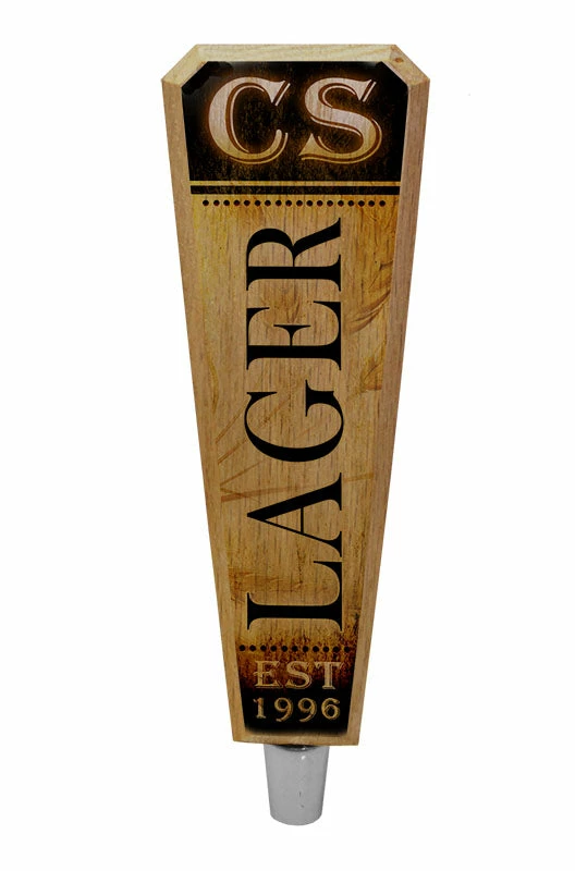 Oak Wood Beer Tap Handles - Flared Shape - Initial LAGER Design 6 Oak Wood Beer Tap Handles - Flared Shape - Initial LAGER Design - Image 4