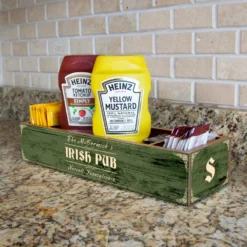Custom Wooden Condiment Caddy - Irish Pub -Endurance Sales irish pub condiment caddy web template side