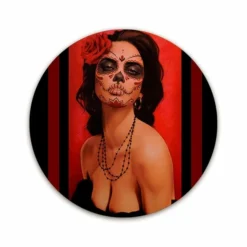 Isabella Muerta Round Wooden Table Top - Two Sizes Available -Endurance Sales isabella round wooden table top with featured artist daniel esparza bpc 1