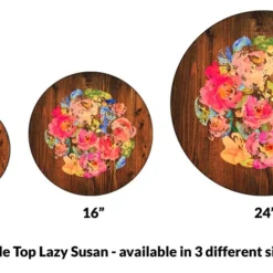 Lazy Susan - WATERCOLOR FLOWERS - 3 Different Sizes - For Kitchen Table Top -Endurance Sales lazy susan 3 different sizes comparison customize watercolor flowers