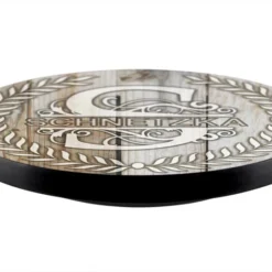 ADD YOUR NAME Lazy Susan - WHITE WOOD With Leaves - 3 Different Sizes - Table Top -Endurance Sales lazy susan monogram white wood leaves blank background