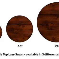 Lazy Susan - WOOD GRAIN Designs - 3 Different Sizes - For Kitchen Table Top -Endurance Sales lazy susan wood table brown wood size comparison 1