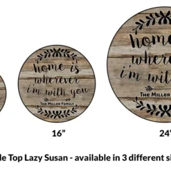 ADD YOUR NAME Lazy Susan - HOME - 3 Different Sizes - Table Top -Endurance Sales lazy susan wood table custom home is size comparison