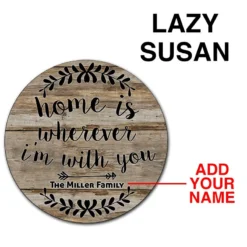ADD YOUR NAME Lazy Susan - HOME - 3 Different Sizes - Table Top -Endurance Sales lazy susan wood table custom info