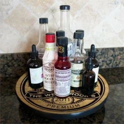 Wood Lazy Susan - Customized - Add Your Name - Premium - Size Variations -Endurance Sales lazy susan wood table custom premium hover