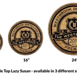 Wood Lazy Susan - Customized - Add Your Name - Premium - Size Variations -Endurance Sales lazy susan wood table custom premium size comparison