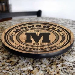 Wood Lazy Susan - Add Your Name - Distillery - Size Variations -Endurance Sales lazy susan wood table distillery table kitchen view
