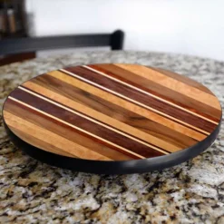 Lazy Susan - WOOD END GRAIN Designs - 3 Different Sizes - For Kitchen Table Top -Endurance Sales lazy susan wood table end grain 2 table kitchen view