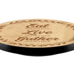 Lazy Susan - EAT LIVE GATHER - 3 Different Sizes - For Kitchen Table Top 13 Lazy Susan - EAT LIVE GATHER - 3 Different Sizes - For Kitchen Table Top -Endurance Sales lazy susan wood table gather front view of product