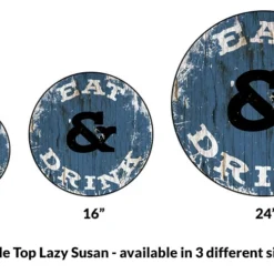 Lazy Susan - EAT & DRINK - 3 Different Sizes - For Kitchen Table Top -Endurance Sales lazy susan wood table top eat drink size comparison