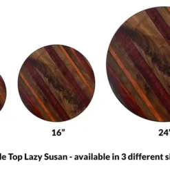 Lazy Susan - WOOD END GRAIN Designs - 3 Different Sizes - For Kitchen Table Top -Endurance Sales lazy susan wood table top end grain 1 size comparion