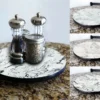 Lazy Susan - MARBLE Designs - 3 Different Sizes - For Kitchen Table Top -Endurance Sales lazy susan wood table top marble three versions comparisons